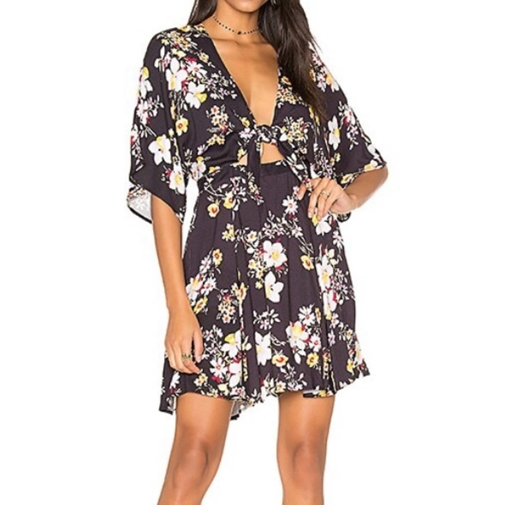 Ramy Brook Tie Front Floral print Fit and Flare Mini Dress